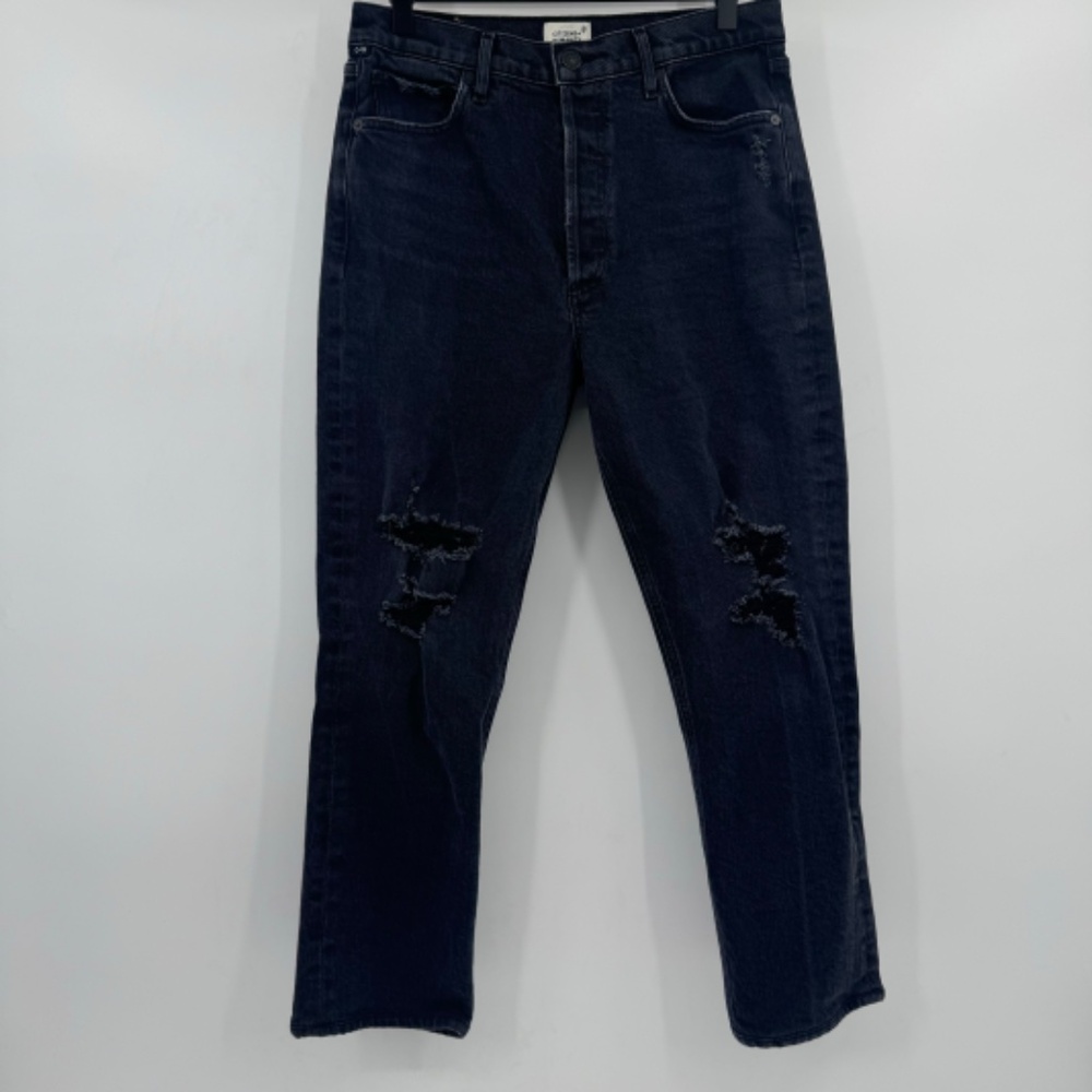 Citizens of Humanity Jeans Women 28 Black Charlotte Button Fly Distressed Grunge